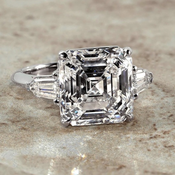 5.62ct  Exaggerated Hip Hop Bolt Bling Silver Pinky Ring Asscher Cut Men's - Picture 1 of 11